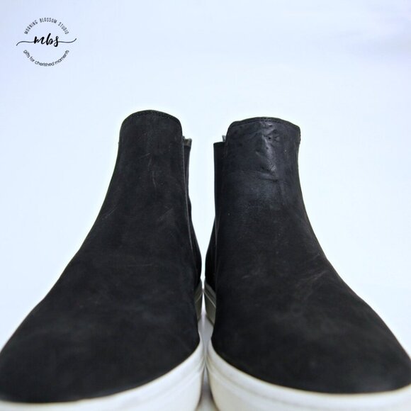 Vince Newlyn Suede Hidden Wedge Chelsea Boots Black Women 10 - Picture 12 of 14